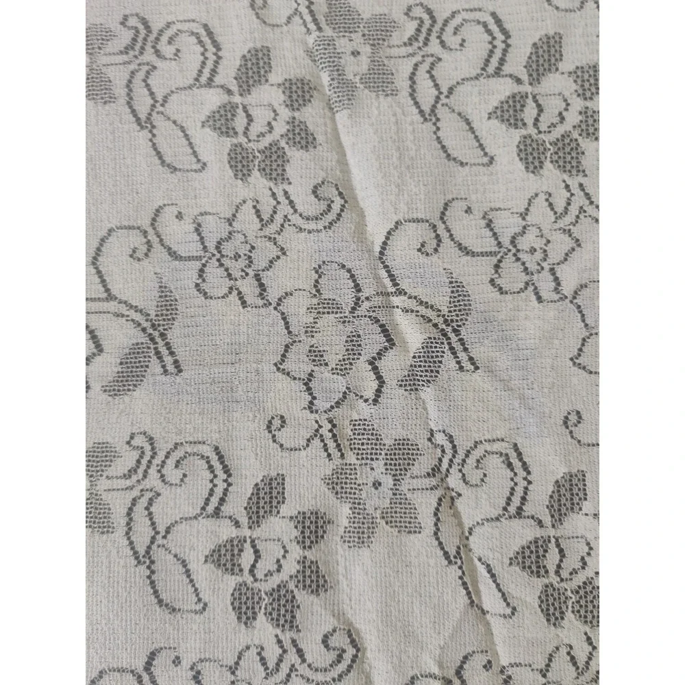 Vintage Cottagecore Filet Crochet Lace Floral Rectangular Tablecloth 52*78